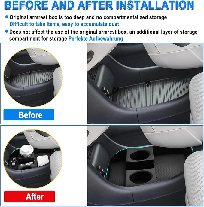 SHAOHAO for 2026 Hyundai Palisade Lower Organizer for 2026 Hyundai Palisade Accessories Under Console Organizer Tray, 2026 Palisade LX3 Buttom Insert Stoage Box with Cup Holder (Only for 7-Seat)