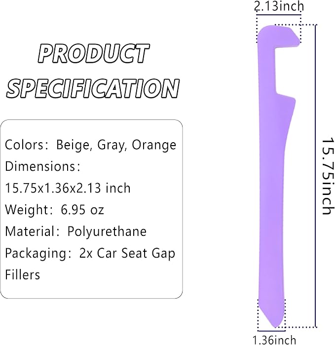 Junecarp Car Seat Gap Filler 2 Pack,Car Gap Filler Organizer to Impede Items from Dropping,Essential Interior Car Accessories Seat Gap Plug (Purple)