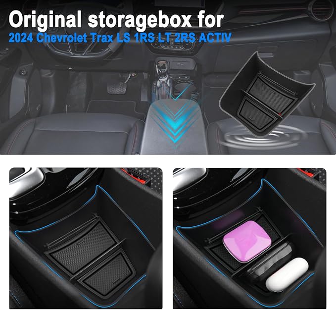 SHAOHAO Console Organizer Fit for 2024 2025 Chevy Trax Accessories 2024 2025 Chevy Trax (LS/1RS/LT/2RS/ACTIV) Storage Box Expanded Tray Chevy Trax 2024 Armrest Insert Tray 2024 2025 Trax Accessory