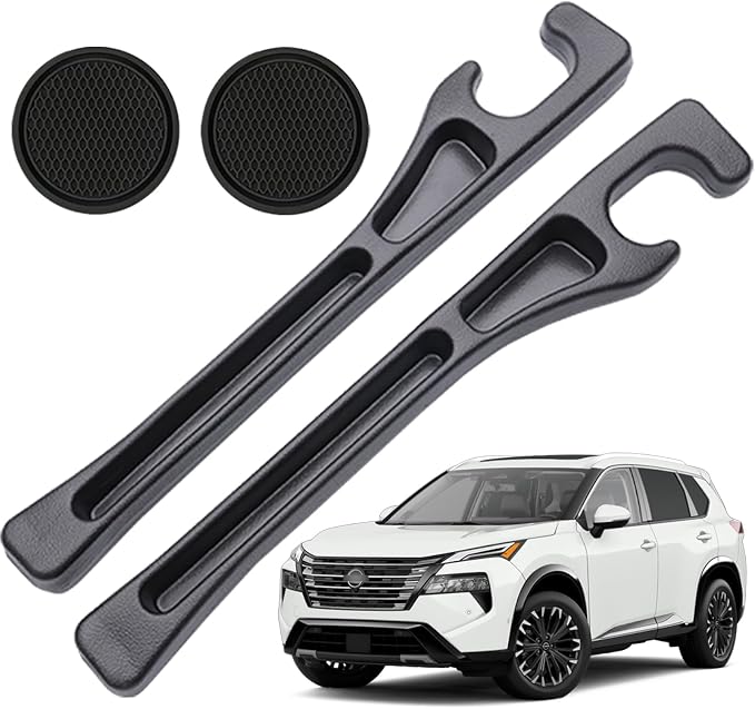 Pukonger Car Seat Gap Filler Compatible with Nissan Rogue Accessories Seat Gap Plug Blocker with Storage Slot Organizer Non-Slip Car Cup Holder Coaster 2 Pack Black