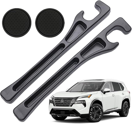 Pukonger Car Seat Gap Filler Compatible with Nissan Rogue Accessories Seat Gap Plug Blocker with Storage Slot Organizer Non-Slip Car Cup Holder Coaster 2 Pack Black