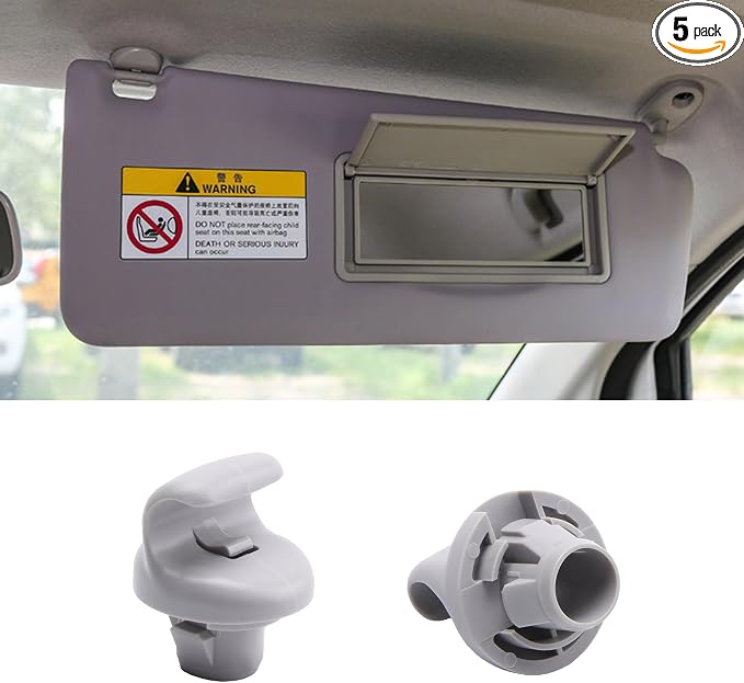 Sun Visor Holder Clips, Hook, for Nissan Sentra 2015-2019, 350Z 2003-2009, Juke 2013-2017, Plastic, No.96409CG000, Gray, 2pcs