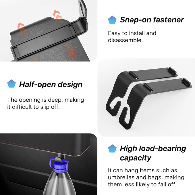 Car Seat Back Organizer, 3-in-1 Vehicle Backseat Storage Box with Cup Holder Tissue Box Trash Bin & Hooks, Multifunctional Auto Interior Headrest Organizer, Universal for SUV RV Truck (Black)