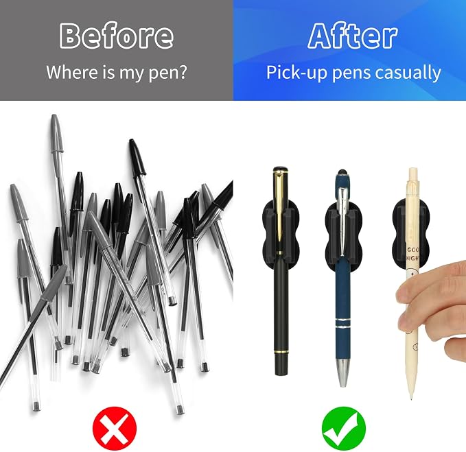 Adhesive Pen Holder Pencil Holder for Desk Wall Clipboard Notebook Car 12PCS Dry Erase Marker Holder for Whiteboard Fridge Office Accessories Teacher Supplies Classroom Must Haves (12PCS Black)
