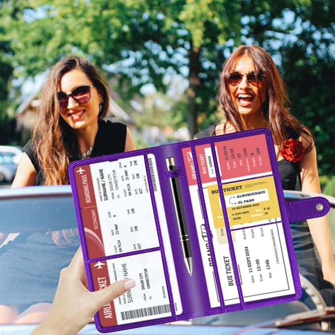 Car Registration and Insurance Card Holder with Magnetic Closure, Leather Vehicle Glove Box Automobile Documents Paperwork Wallet Case Organizer for ID, Driver's License, Key Contact Information Cards