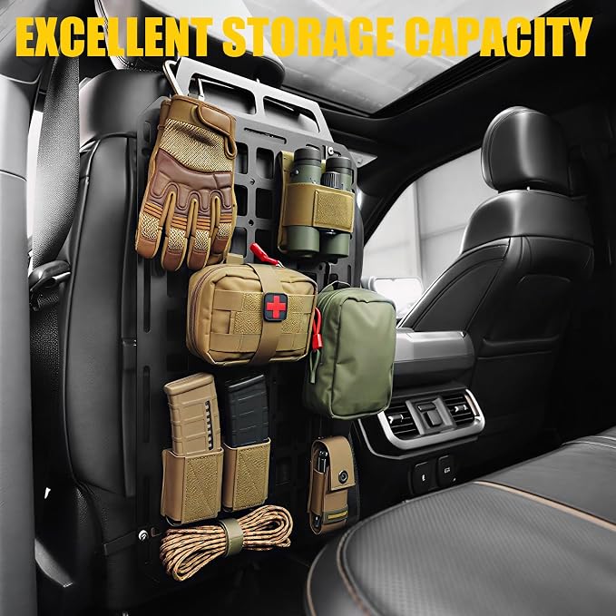Tactical Seat Back Molle Panel Compatible with 2015-2026 Ford F150 Tactical Seat Back Organizers Rigid Molle Panel Seat Back Storage Shelf Organizer 2025 Ford F-150 Accessories (One Piece)