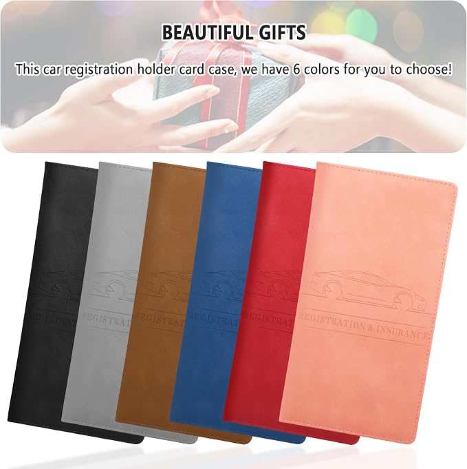 Car Registration and Insurance Holder,PU Leather Car Glove Box Organizer Car Document Holder for ID,Driver's License,Universal Car Organizer Car Accessories for Women/Men (Blue)