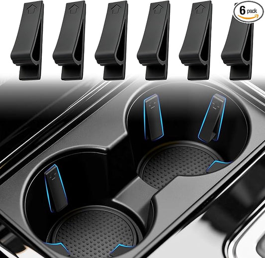Car Cup Holder Insert, 6PCS Silicone Cup Holder Inserts Stabilizer for Car Water Bottles Position Limiter, Anti-Shake Curve Cupholder Expander Insert with Adhesive Universal Interior Accessories