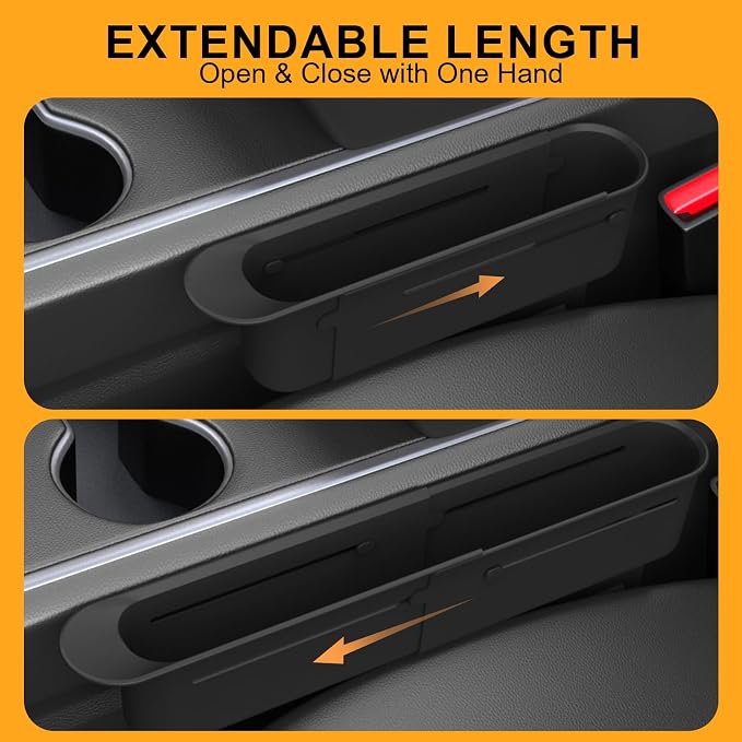 Car Seat Gap Filler Organizer, Expandable Seat Gap Filler with Storage Slot, Anti-Drop Car Seat Gap Organizer for Phone, Keys, Wallet, Universal Fit for Car SUV Truck