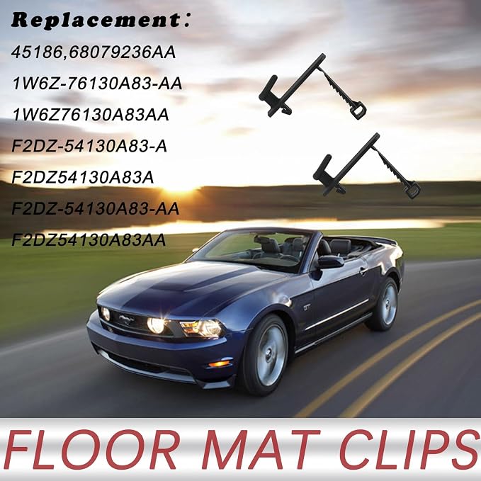 Floor Mat Retainer Clips (2 Pcs) | Compatible with Ford Dodge Ram Lincoln Chrysler Jeep Mercury and More Vehicles Carpet Fixing Clip Hooks | Replacement 45186 1W6Z-76130A83-AA 68079236AA