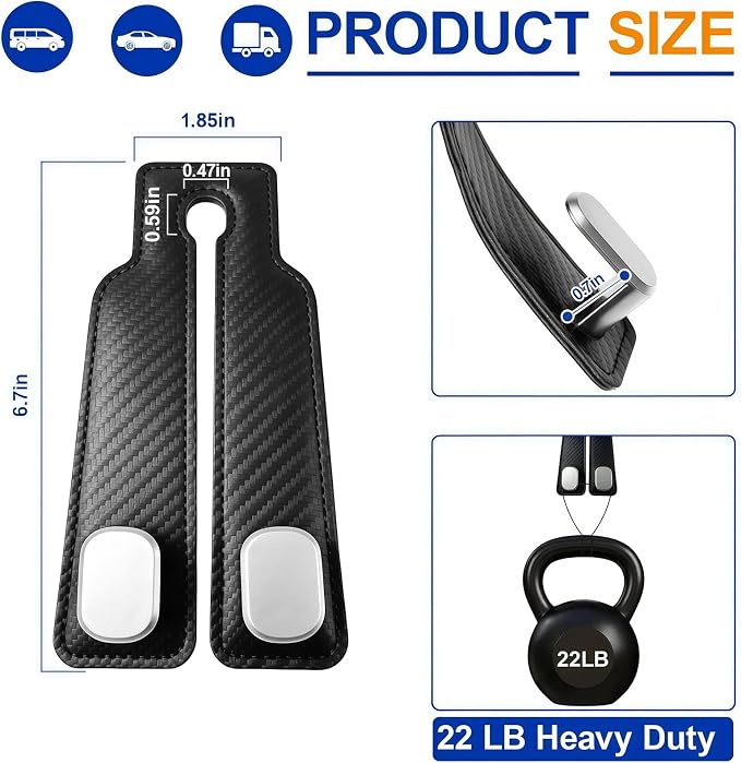 4 Pack Leather Purse Hook for Car, Car Seat Hooks for Headrest, Car Seat Back Storage Hook for Purses and Bags, Universal Back Seat Holder for Grocery Bag, Black