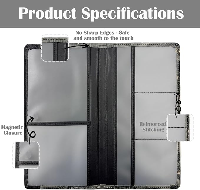 Car Registration and Insurance Holder with Magnetic Closure, Universal Document Organizer for License, Insurance Cards & Glove Box Storage (Lip print-Black)