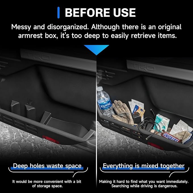SXCY for 2025 2026 Toyota Tacoma Door Storage Organizer for 2024 2025 2026 Toyota Tacoma Accessories 2026 Tacoma Console Organizer TPE Car Gate Side Organizer Front&Rear Door Insert Box