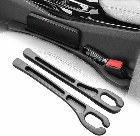 2 Pack No Drop Car Seat Gap Filler Guard, Stopper/Catcher to Fill the Gap between Seat and Console Black Car Crevice Inbetween Blocker Plug Space Pad X01