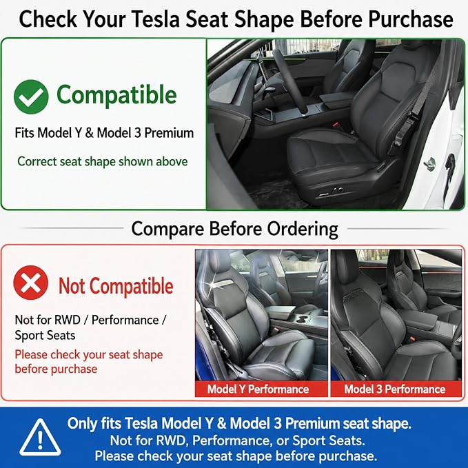 Seat Gap Filler for Tesla Model Y/3 2021 2026, 2 Pack | Standard Seats Only, Not for Performance Seats, Soft TPE, No Rattle, Tool-Free Install