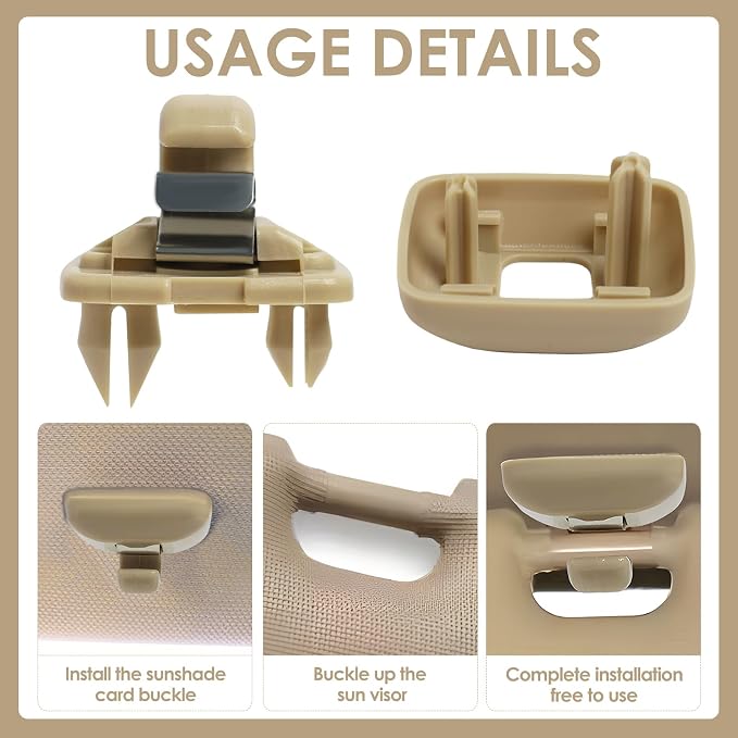 2015 Q5 Sun Visor Clip Replacement Compatible with Audi, Sunvisor Inner Clips for A1 A3 A4 A5 A6 Q3 Q5 S3 S4 S5 TT, ABS Construction Interior Sunscreen Holder Hook, OEM #8U0857562A (Beige)