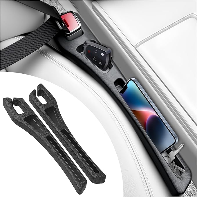 2PCS Car Seat Gap Filler Organizer,Upgraded Car Side Seat Gap Fillers with Dual Slot Design,in Between Cars Seats Catcher Cars Accessories for Filling 1.3-1.4 Inch Gaps