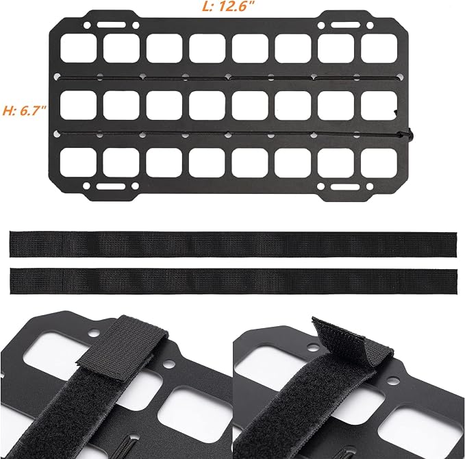 TACNEX Car Sun Visor Organizer Vehicle Rigid MOLLE Panel Tactical Gear Rack EDC Pouch Tool Holster Bag Holder Visor Cover Truck Equipment Mount Plate Modular Storage Shelf Auto Accessories