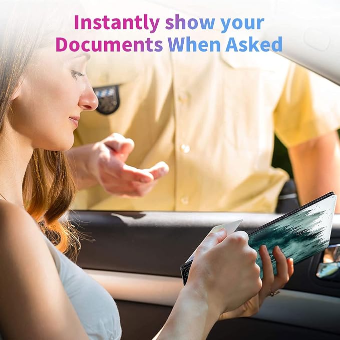 Car Registration and Insurance Holder,Leather Insurance License and Registration Card Holder for Car Glove Box, Auto Truck Document Holder Organizer for Men Women-Forest Trees in Fog