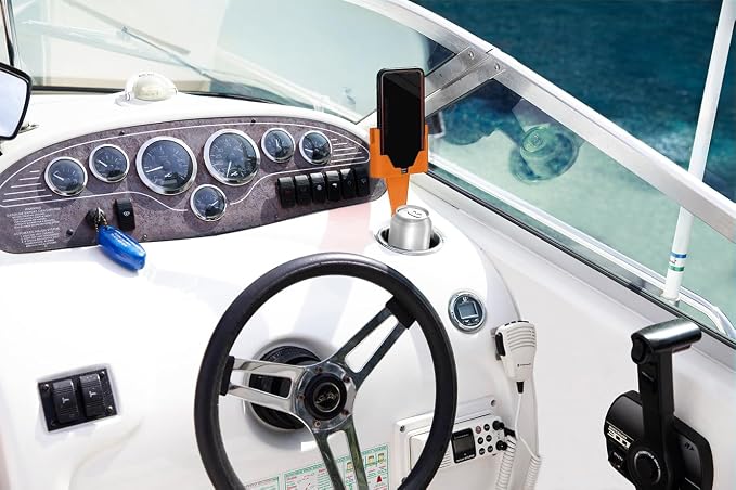 CELL PHONE SEAT - Cup Holder Phone Holder Mount for Car - Universal Adjustable Expander Cradle Hands-Free Driving - Compatible with All Smartphones iPhone Samsung Google Android Orange