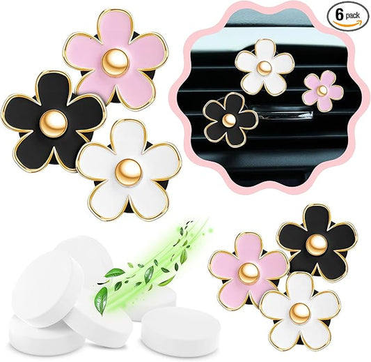 Automotive Colorful Car Decoration - Air Vent & AC Outlet Clips - Air Freshener & Interior Car Decor for Girls & Women (Black, White, Light Pink, Lavender, Eucalyptus, Jasmin)
