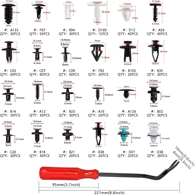 Car Retainer Clips Fasteners Cars Body Kits 24 Most Popular Sizes 801 PCS Car Door Panel Trim Clips Kit 1 Pcs Fastener Remover for Ford GM Toyota Honda Chrysler BMW Benz Nissan Subaru Audi Mazda