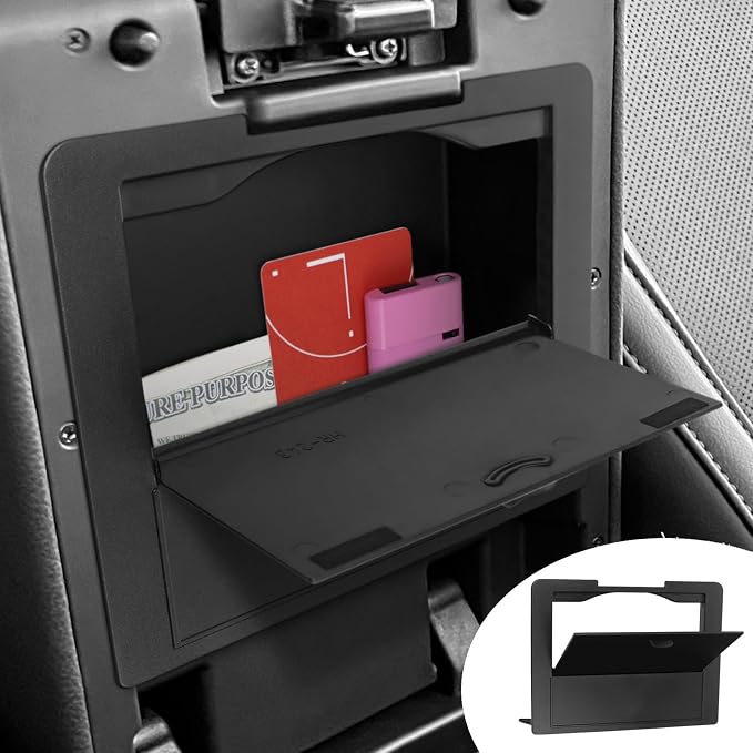 Center Console Hidden Box Organizer Compatible with Toyota Tacoma 2024 2025 2026 Accessories Black ABS Plastic Material Secret Compartment