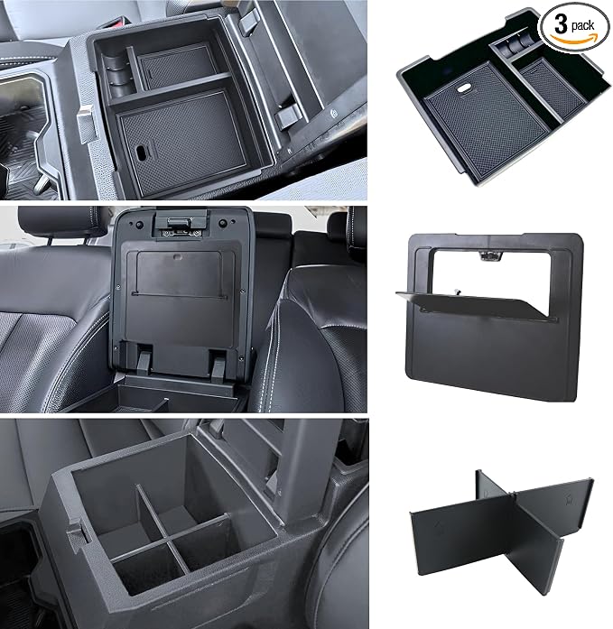 3PCS Center Console Organizer Compatible with Toyota Tacoma 2026 2025 2024 Accessories Middle Console Organizer Interior Armrest Insert Tray Hidden Storage Box Secret Compartment