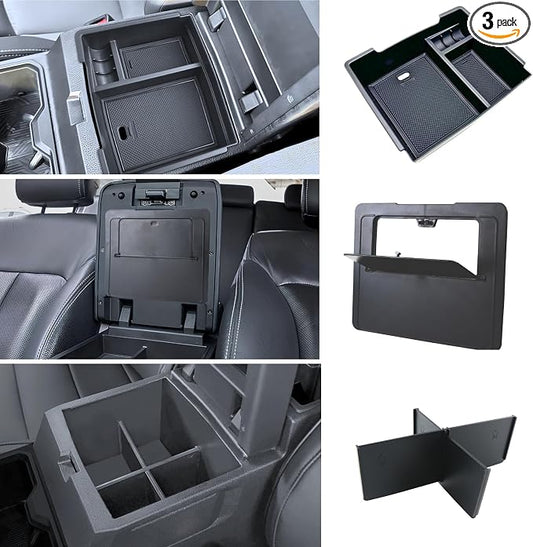 3PCS Center Console Organizer Compatible with Toyota Tacoma 2026 2025 2024 Accessories Middle Console Organizer Interior Armrest Insert Tray Hidden Storage Box Secret Compartment