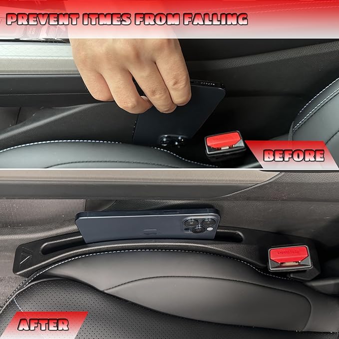 Kia Telluride Seat Gap Filler, Car Seat Gap Filler Organizer Stop Things from Dropping Customized Interior Accessories for Kia, Black Pack of 2