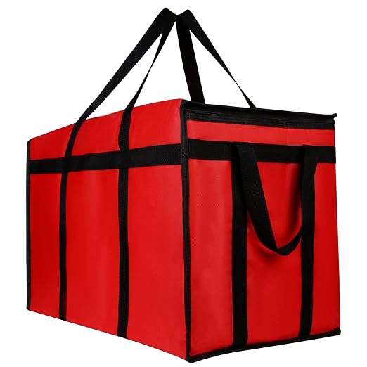 musbus 4 PACK 22x14x13 XXXL Insulated Food Delivery Bag Cooler Bags Keep Food Warm Catering Therma for doordash Catering Cooler Bags Therma Catering Shopper hot Red 22w x 14 lx 13d