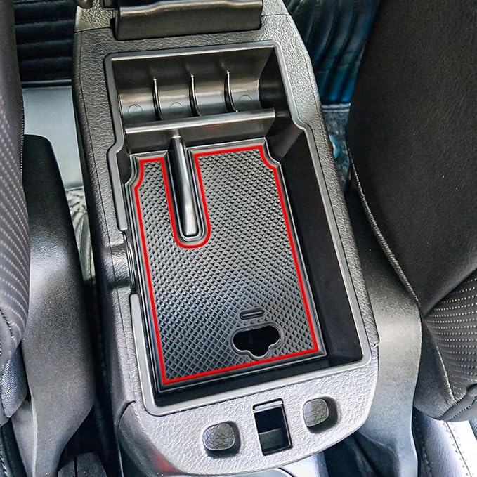 EDBETOS Center Console Organizer Tray Compatible with Jeep Renegade Accessories 2015-2019 2020 2021 2022 2023 Armrest Glove Box Secondary Storage (Red Line)