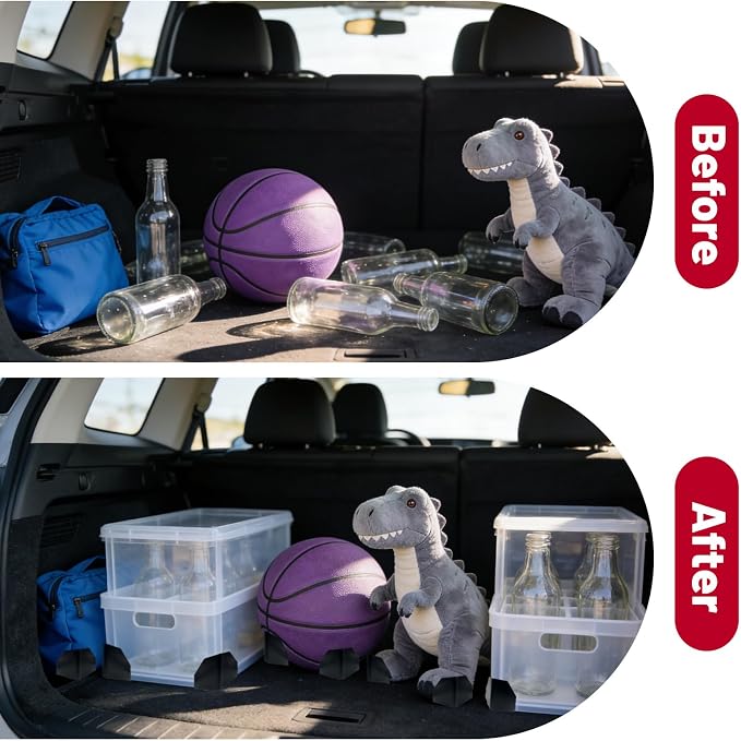 2 Pack Adjustable Hook and Loop Trunk Organizer Blocks for Car & Truck | Non-Slip Lining, Designed for Felt-Lined Car Interiors (3.94"x3.94"x3.94")