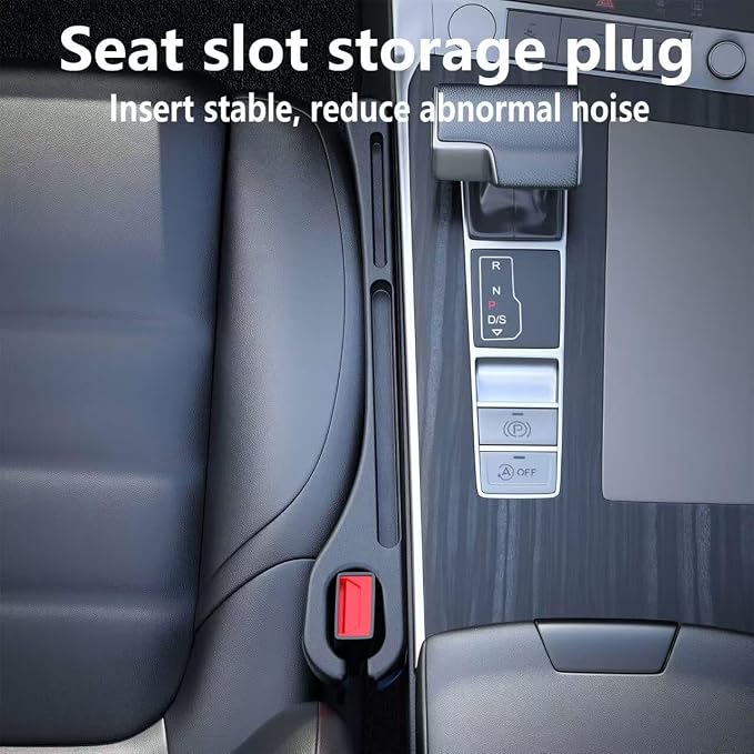 Car Seat Gap PU Filler Set of 2，Stop Things from Dropping，Filler with Organizer & Hook Function,Fill The Gap Between Seat & Console (Black)