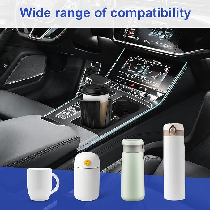 Dickno Cup Holder Expander for Car, 4 Inch Car Cup Holder Expander Adapter, Detachable Expander Car Coffee Mug Adapter Organizer, Car Cup Holder for 32-50 oz Bottles & Cups