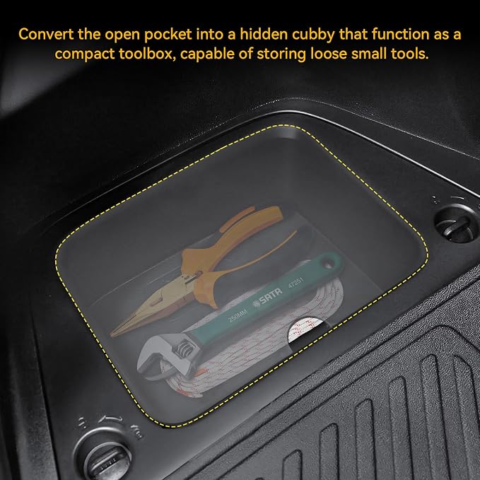 Rear Trunk Side Storage Lid Compatible with 2023 2024 2025 Honda Pilot Accessories 7 & 8 Seat Models ONLY, Trunk Organizer Left Driver Side Pocket Cover Hidden Compartment, Durable ABS