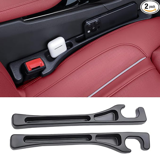 Car Seat Gap Filler 2 Pack, Universal Car Seat Gap Filler Organizer Anti-Drop with Storage, for Auto SUV Truck Interior Accessories, Black