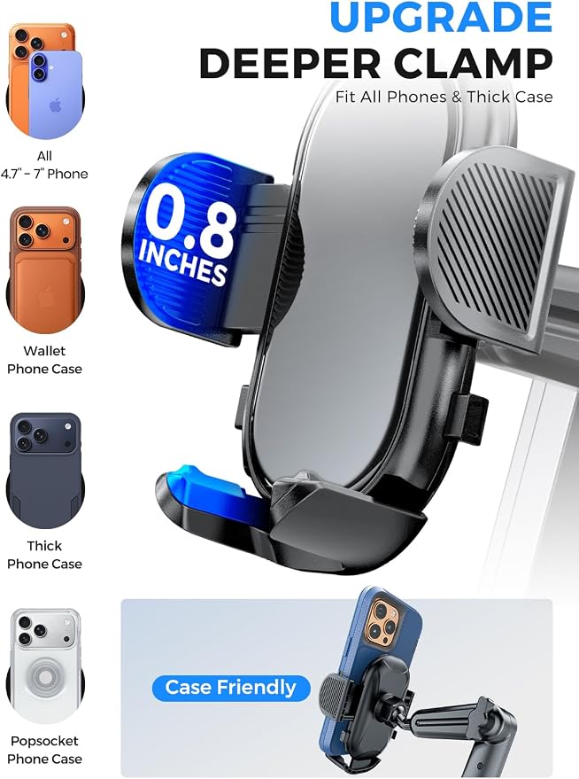 eSamcore Cup Holder Phone Holder, 15" Height Car Cup Holder Phone Mount Heavy-Duty Holders for Your Car Truck Cupholder with Expandable Base Fit for iPhone 17/16/ 15, 4.7”-7” Cellphone