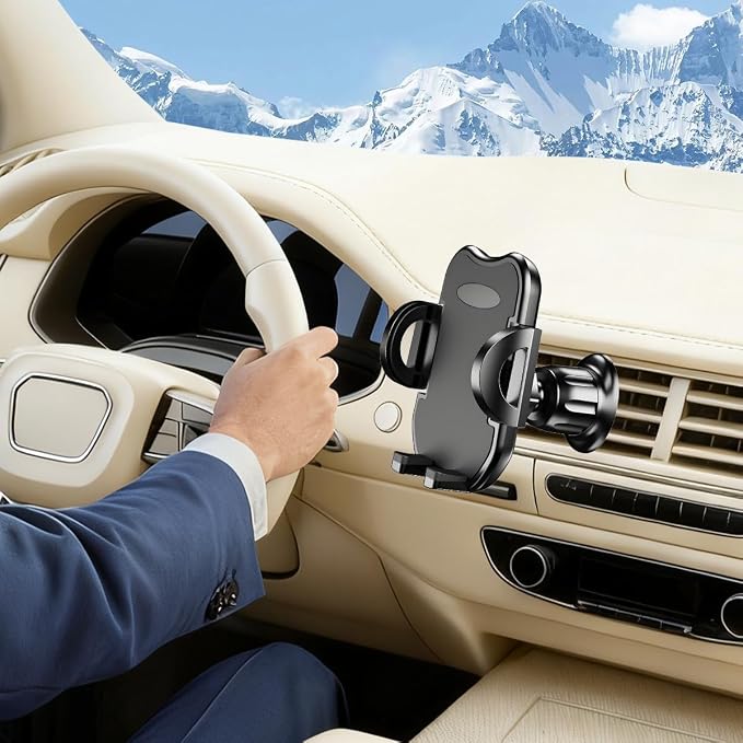 Car Phone Holder, 360° Rotatation Vehicle Air Vent Cell Phone Mount with Hook Clip, Hands Free Automotive Interior Smartphones Cradle, Universal for Most Vehicles (Black)