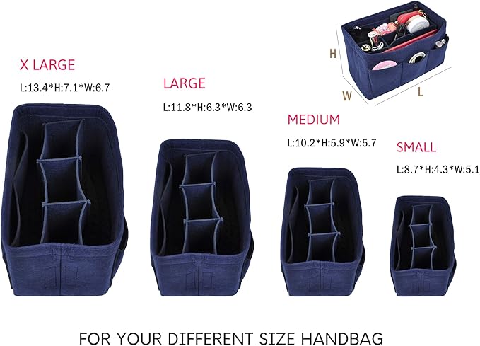 Vercord Felt Purse Organizer Handbag Insert Liner Shaper Bag in Bags for Speedy Neverfull Tote Navy Large