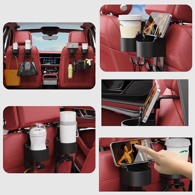 Multifunctional Hook for Car Seat Back, Back Seat Cup Holder with Hooks, Multifunction Seat Cup Holder Hook for Car (2)