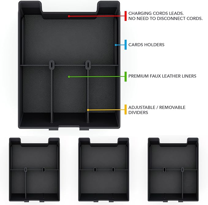 TWRAPS Armrest Organizer for Rivian R1S & R1T 2021-2026, Storage Tray Box Insert for Center Console Accessories Area Under the Armrest, Full Size Black fits Gen1 2021-2024 and Gen2 2025-2026
