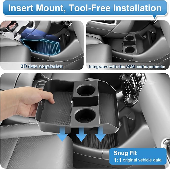 2026 Palisade Center Console Organizer Lower for Hyundai Palisade (Only fit 7-Seater), Durable ABS Plastic Console Tray Insert/with Water Bottle Holder 2026 Palisade Accessories