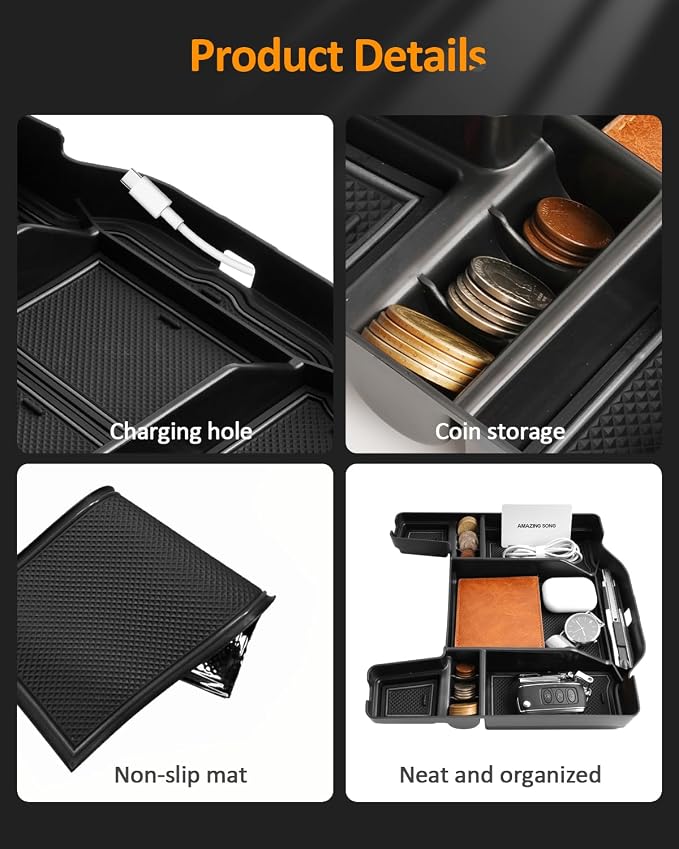 CDEFG RAM Armrest Box Storage Organizer for 2019-2025 2026 RAM1500 RAM2500 RAM3500 Center Console Tray for Dodge RAM 1500 2500 3500 Accessories, Upper Full Center Console/Bucket Seats Only