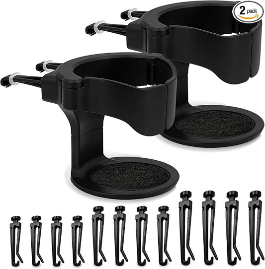 2PCS Cup Holder for Car, Cup Holder Expander, Adjustable Auto Vent Cup Holder Expander with 3 Kinds Mounting Clips, Auto ABS Load-Bearing Non-Slip Ashtray Holder for Truck SUV (2PCS)