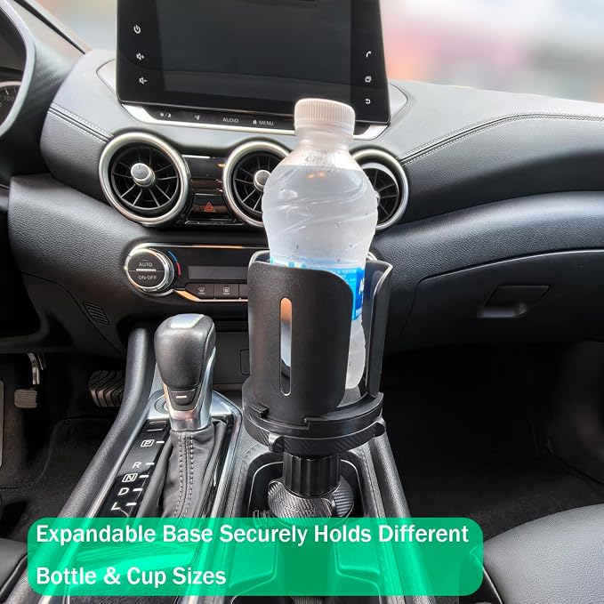 Car Cup Holder Expander Adapter | Adjustable 3"-5.5" Mount for Oversized Bottles & Food Buckets | Detachable Space-Saving Design with Anti-Vibration Silicone Base (Black - Cup Holder)