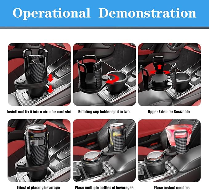 Adjustable Expandable Cup Holder for car Most Cars Trucks SUVs.-Car Cup Holder Expander fit cola Coffee Cups,2 in 1 cupholder Expander Compatible with Big Paper Bucket. (BJ-2380)