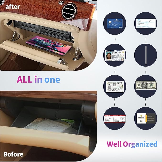 Car Registration and Insurance Holder,PU Leather Car License Document Insurance and Registration Card Holder Men Women Vehicle Glove Box Organizer Auto Accessories-Surreal Elephant Butterfly