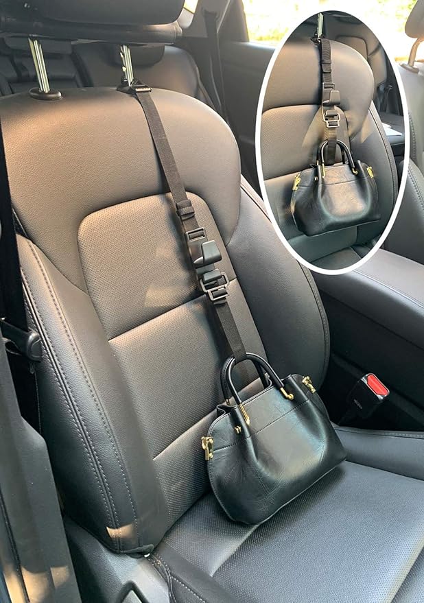 2-Pack Headrest Hooks for Car Universal Interior Auto Vehicle Back Front Seat Hanger Holder Organizer for Handbags Purses Coats and Grocery Bags