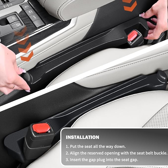 2PCS Car Seat Gap Filler,Upgraded 3 in 1 No Drop Seat Guard for Cars with Hook and Car Phone Holder Design,Universal Cars Seats Spacer Gap Filler for Double-Sided Use